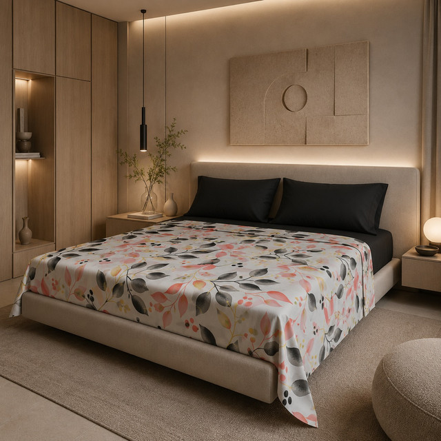 Mariam Collection – Parure de Lit 2 Places 100% Coton MAR013 – Noir