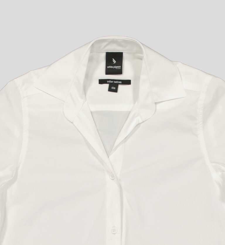 White Pigeon - CHEMISE FEMME UNI SLIM FIT - Blanc 5