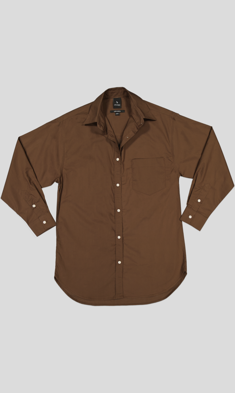 White Pigeon – CHEMISE GABARDINE REGULAR FIT – Marron
