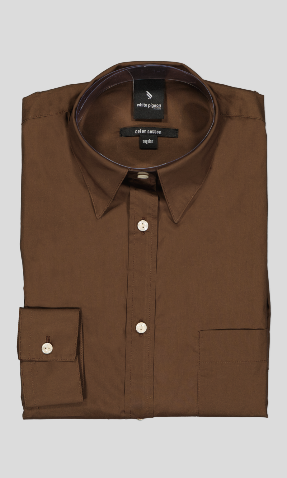 White Pigeon - CHEMISE GABARDINE REGULAR FIT - Marron 3