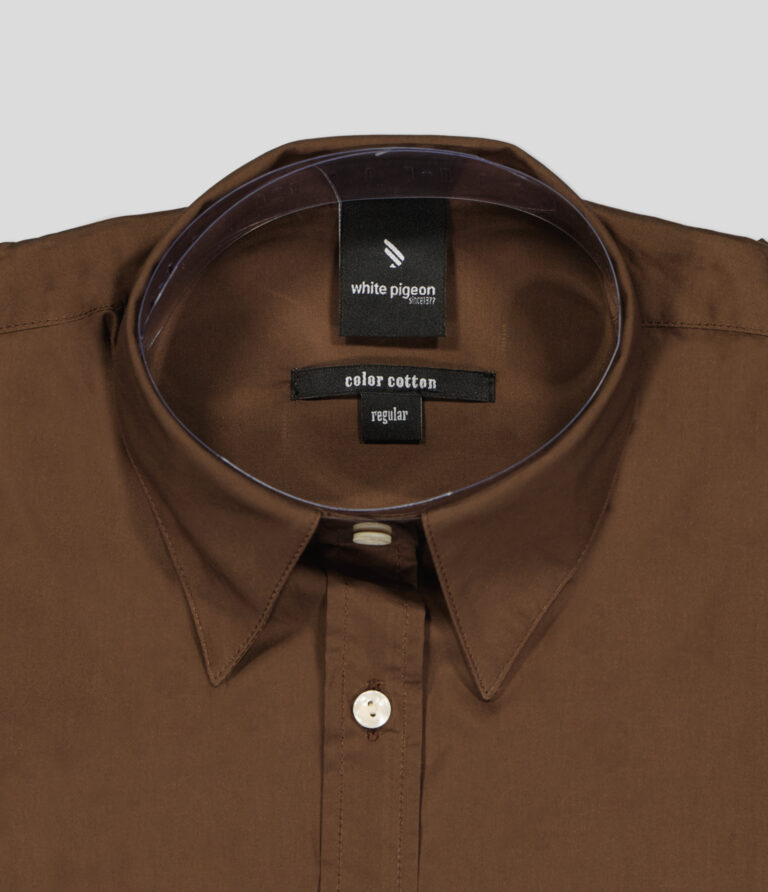 White Pigeon - CHEMISE GABARDINE REGULAR FIT - Marron 4