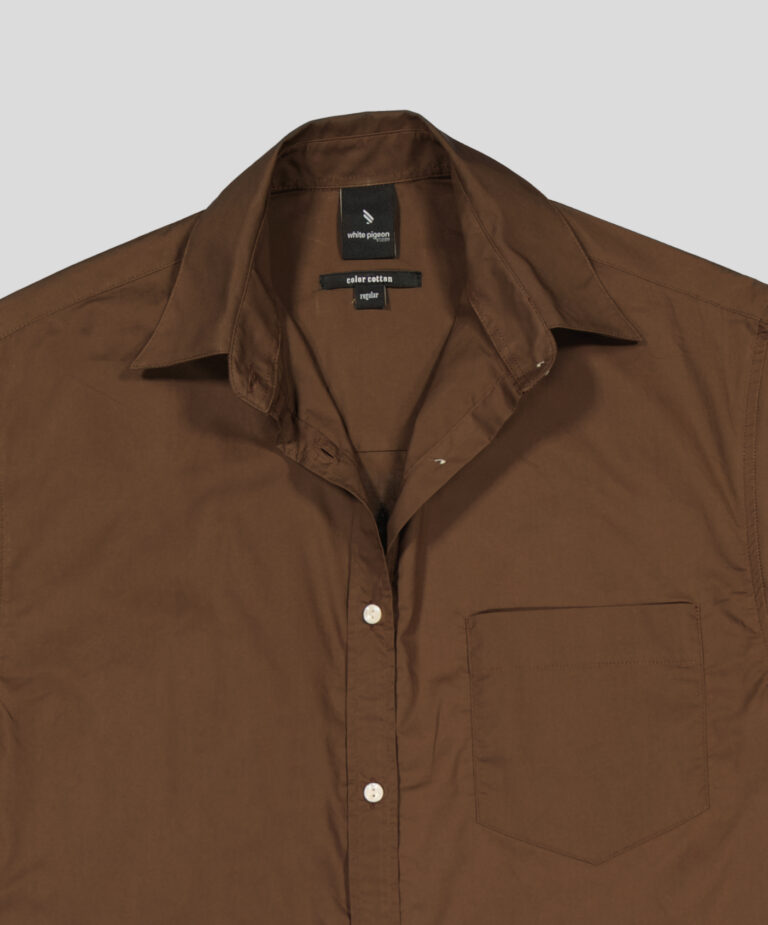 White Pigeon - CHEMISE GABARDINE REGULAR FIT - Marron 6