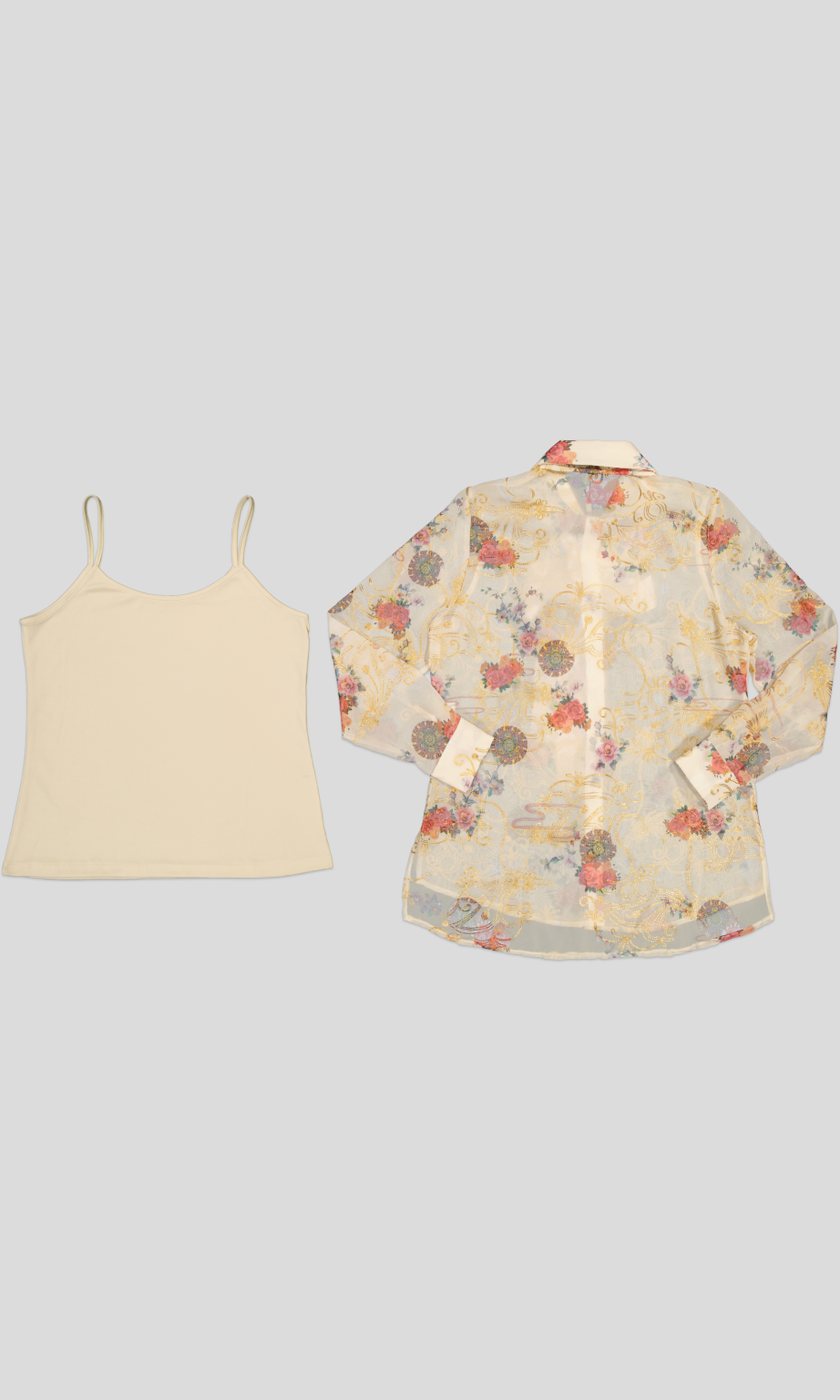 White Pigeon - Chemise à élégantes avec mélange de tons verts - Beige 2