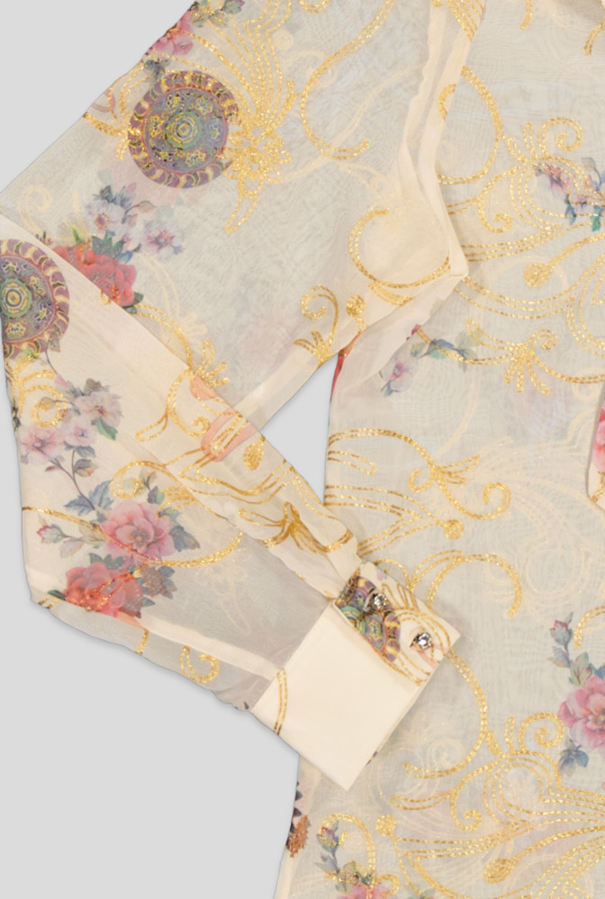 White Pigeon - Chemise à élégantes avec mélange de tons verts - Beige 3