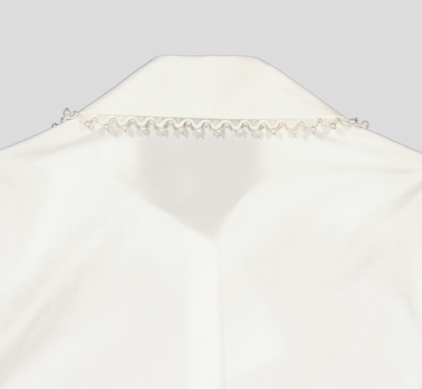 White Pigeon -Chemise élégantes avec mélange de tons verts, beiges et noirs - Blanc 3
