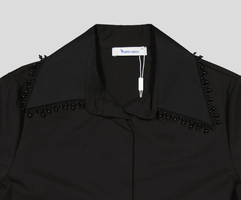 White Pigeon -Chemise élégantes avec mélange de tons verts, beiges et noirs - Noir 4
