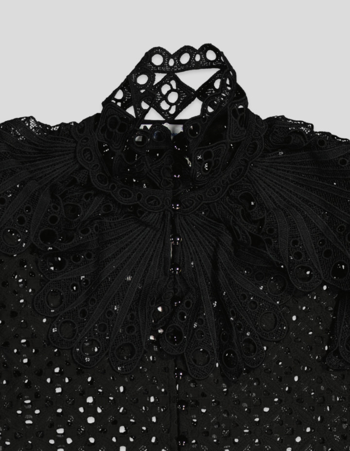 White Pigeon -Chemise élégante en dentelle - Noir 3