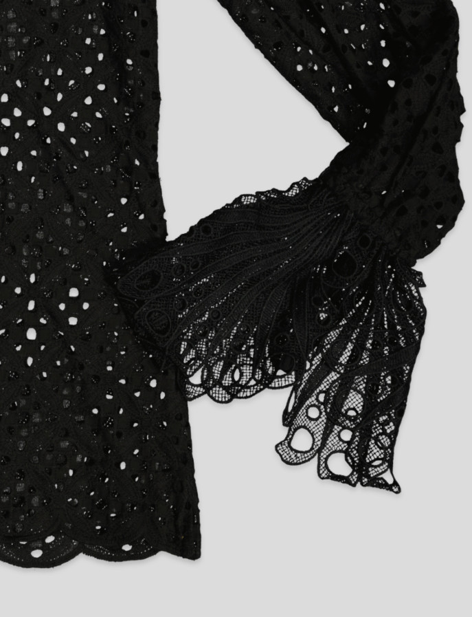 White Pigeon -Chemise élégante en dentelle - Noir 4