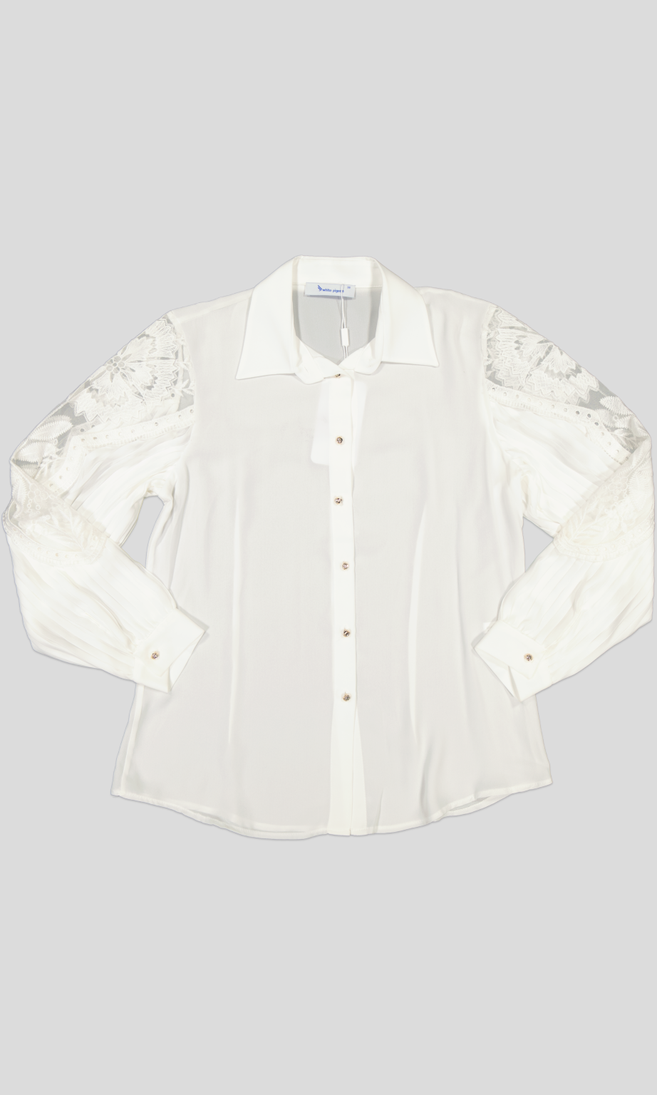 White Pigeon – Chemise à rayures avec Fleure – ECRU