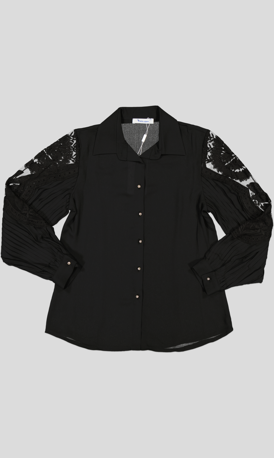 White Pigeon – Chemise à rayures avec Fleure – Noir