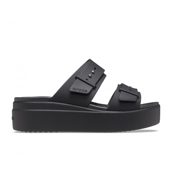 Crocs – Sandales compensées basses Brooklyn pour femmes – Noir