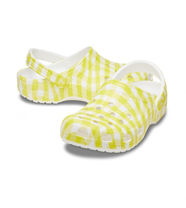 Crocs - Sabot classique à carreaux vichy - Jaune Blanc 3
