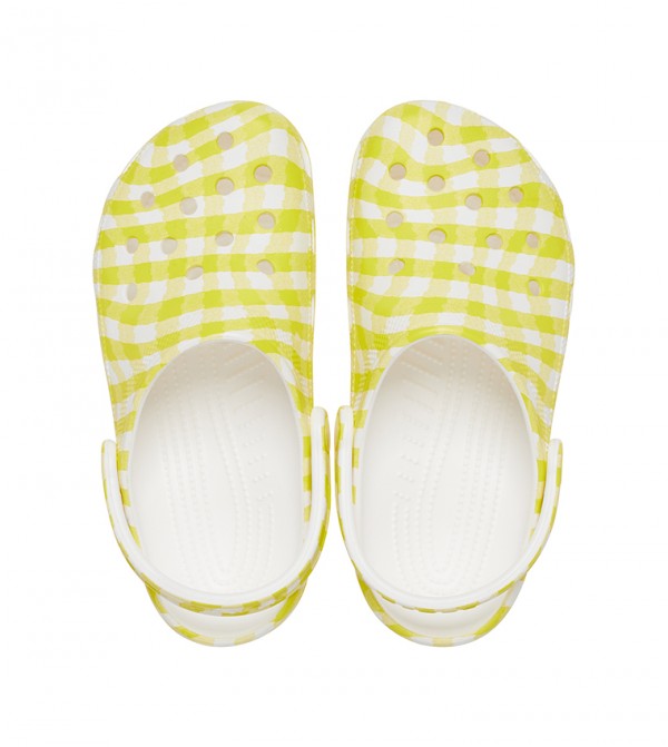 Crocs - Sabot classique à carreaux vichy - Jaune Blanc 4