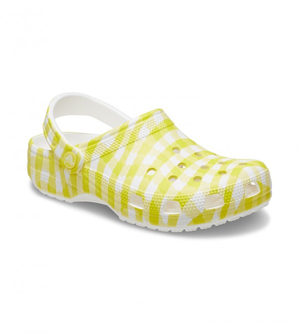 Crocs - Sabot classique à carreaux vichy - Jaune Blanc 5