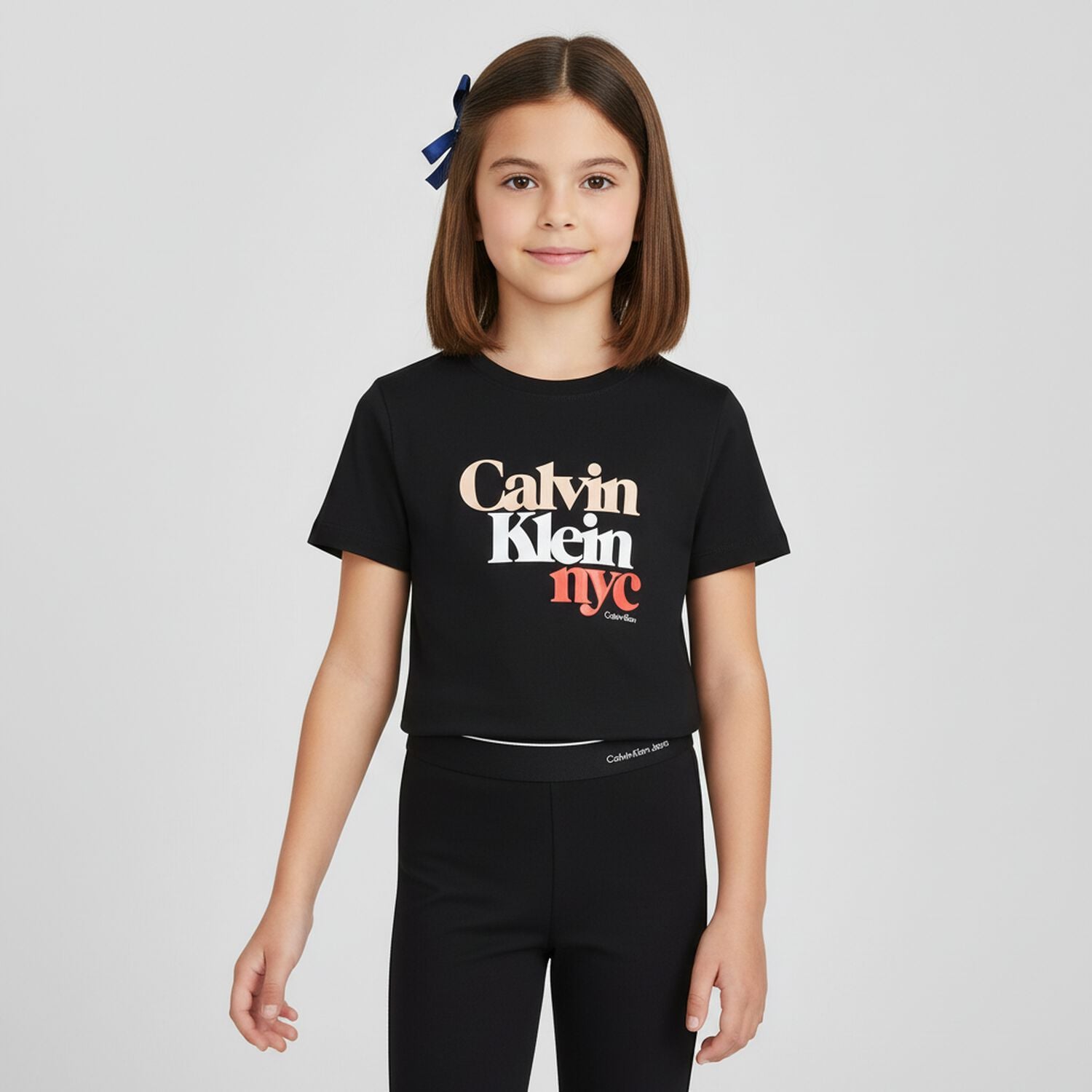 Calvin Klein – T-shirt à logo pour filles – Noir
