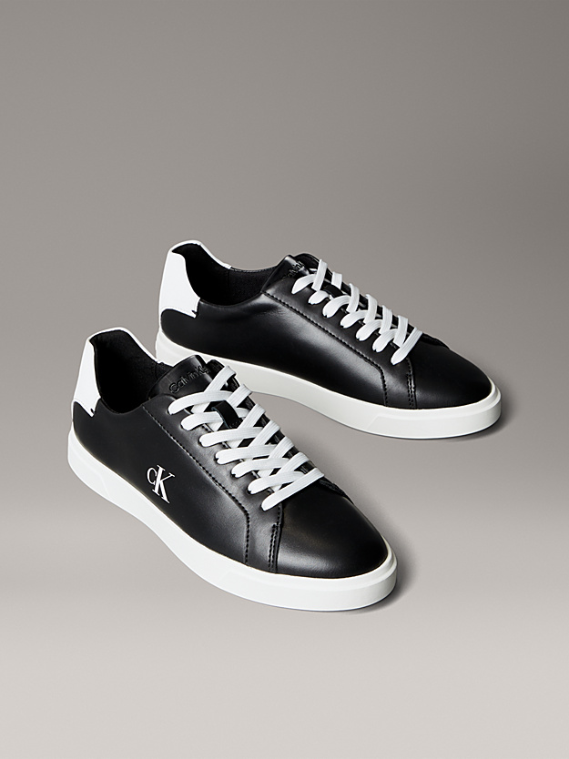 Calvin Klein - Baskets en cuir avec logo Signature - Noir Blanc 2