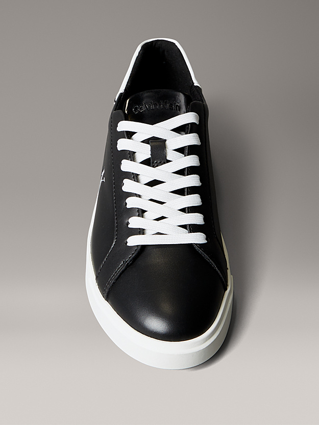 Calvin Klein - Baskets en cuir avec logo Signature - Noir Blanc 4