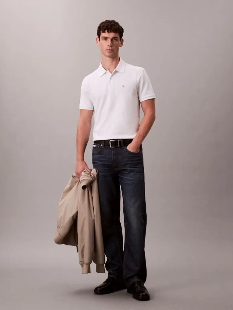 Calvin Klein – Polo en piqué de coton – Blanc de Blanc