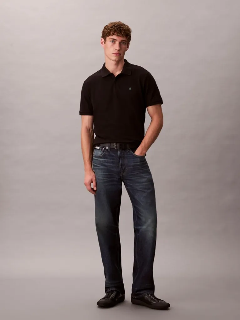 Calvin Klein – Polo en piqué de coton- Noir