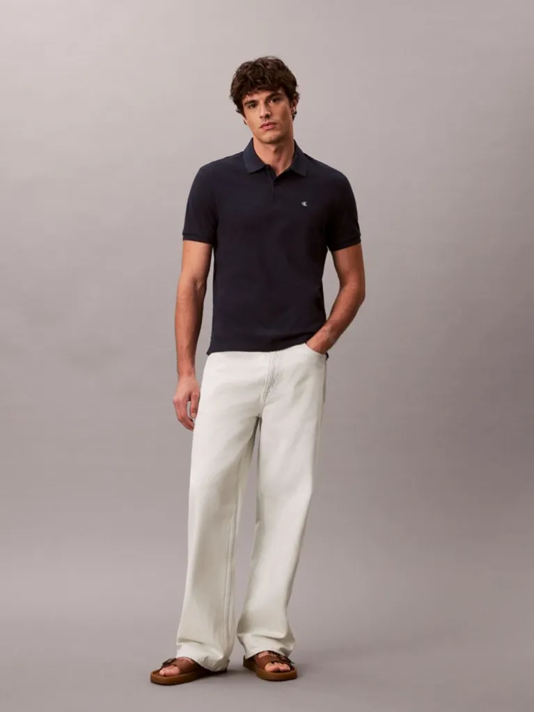 Calvin Klein – Polo en piqué de coton – Saphir foncé