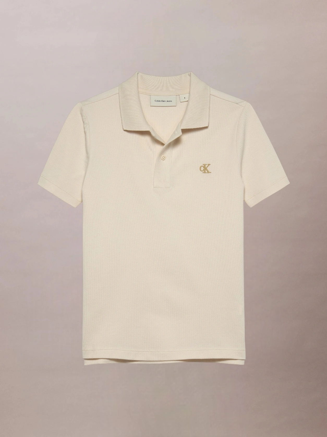 Calvin Klein – Polo en piqué stretch – Beige