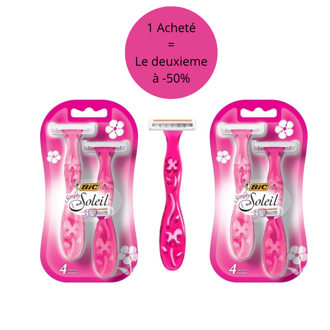 Bic – Pack Soleil Glide 5 lames – Rasoirs jetables pour femmes – Pack de 2 ( 1 Unité acheté = 2-ème à 50%)
