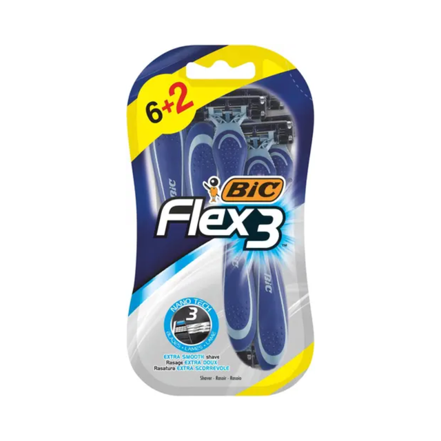 Bic – Flex 3 Rasoirs Homme Trois Lames Pack De 6+2
