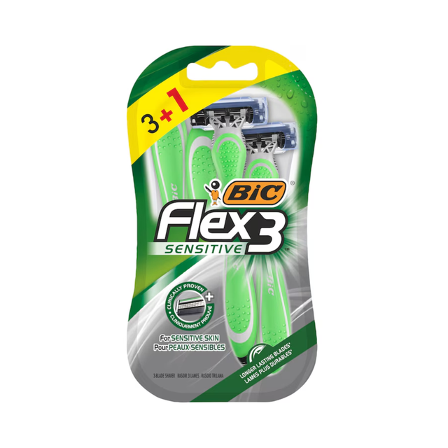 Bic – Flex 3 Sensitive Peaux Sensibles Pack De 3+1