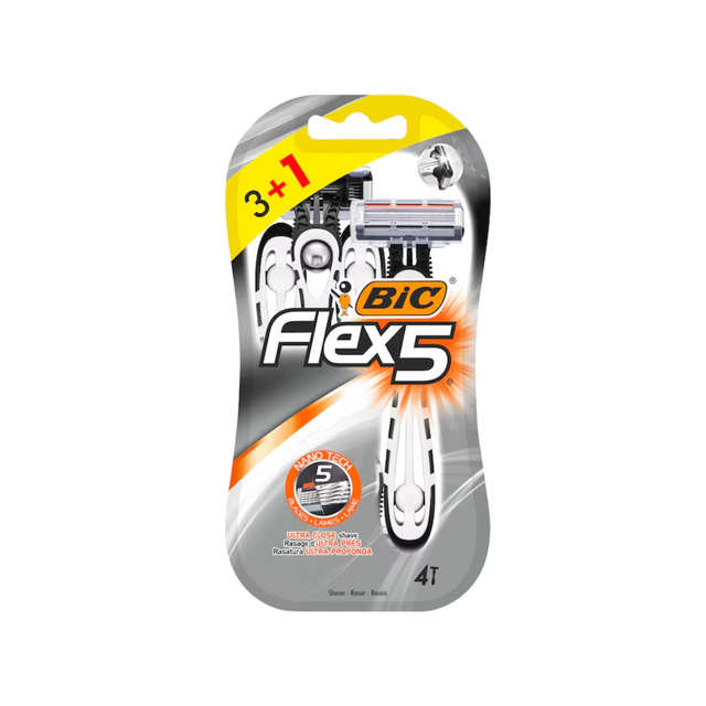 Bic – Flex 5 Rasoirs Jetables 5 Lames Pour Homme – Pack De 3+1