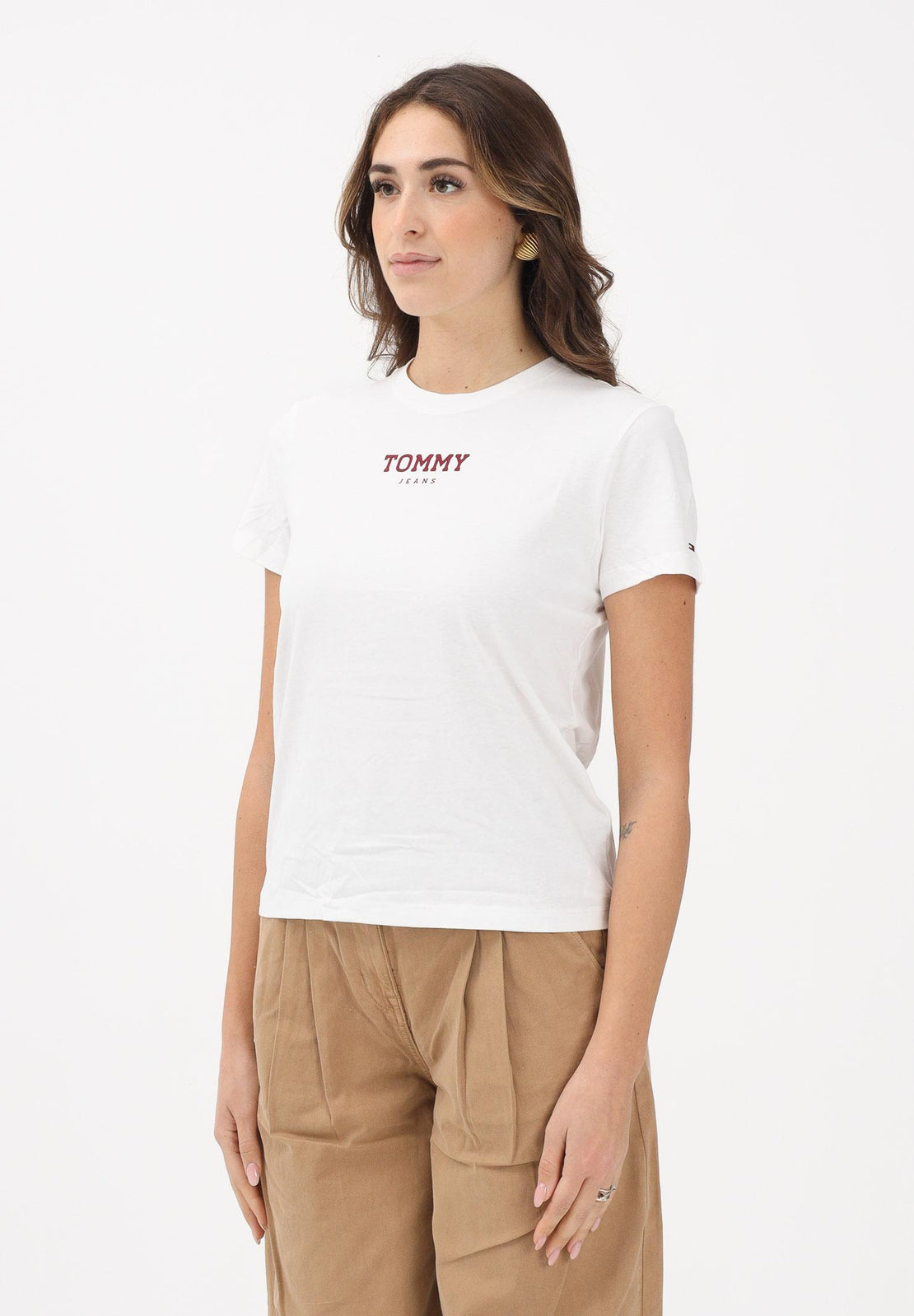 Tommy Hilfiger - T-shirt blanc à manches courtes pour femme TOMMY JEANS avec logo - Blanc 2