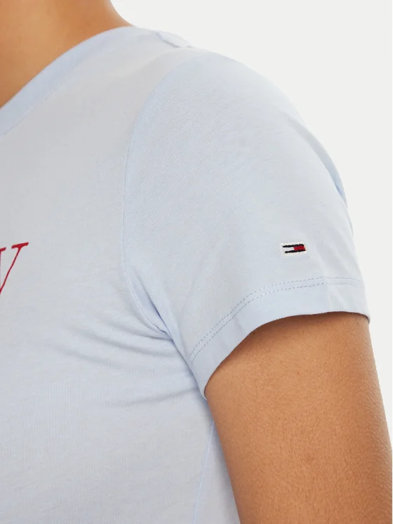 Tommy Hilfiger - T-Shirt Essential DW0DW19447 Slim Fit - Bleu Clair 2