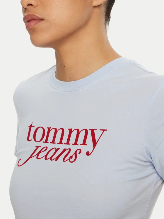 Tommy Hilfiger - T-Shirt Essential DW0DW19447 Slim Fit - Bleu Clair 3