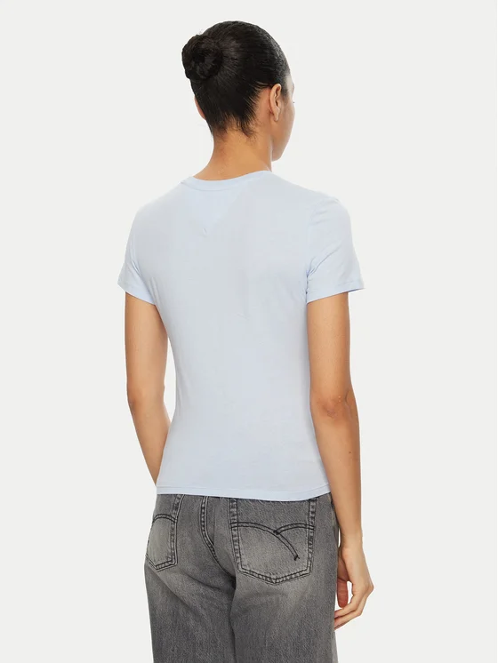 Tommy Hilfiger - T-Shirt Essential DW0DW19447 Slim Fit - Bleu Clair 4