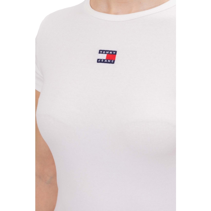 Tommy Hilfiger - T-shirt côtelé pour femme TOMMY JEANS avec logo - Blanc 2