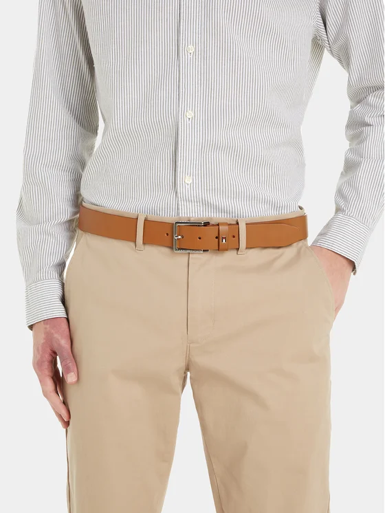 Tommy Hilfiger - Ceinture en cuir avec boucle contrastée - Brune 2