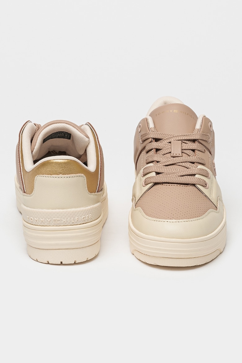 Tommy Hilfiger - Baskets Tommy Hilfiger en cuir avec logo - Dorées/Blanc cassé / rose Poudré 3