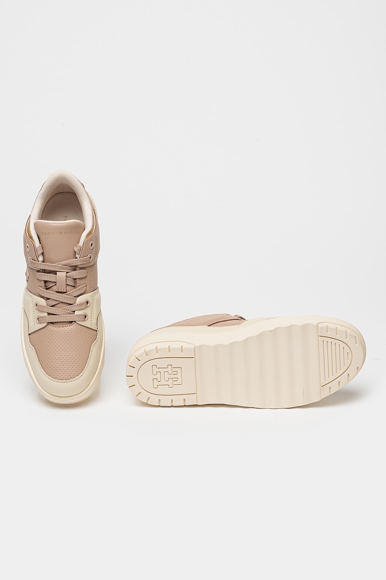 Tommy Hilfiger - Baskets Tommy Hilfiger en cuir avec logo - Dorées/Blanc cassé / rose Poudré 4