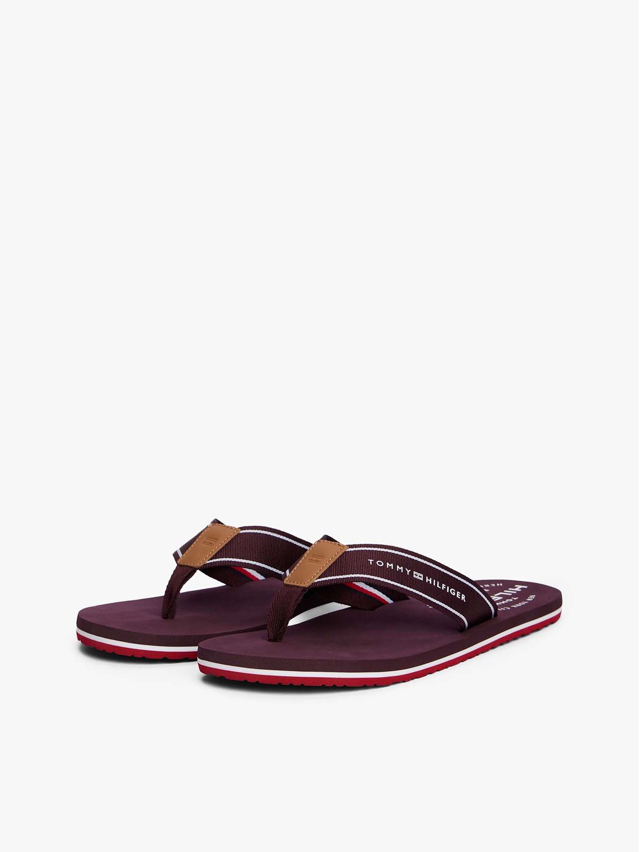 Tommy Hilfiger - Sandales rouges à brides en tissu tressé - Bordeaux 2