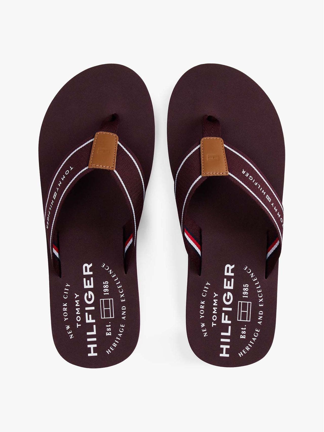 Tommy Hilfiger - Sandales rouges à brides en tissu tressé - Bordeaux 3