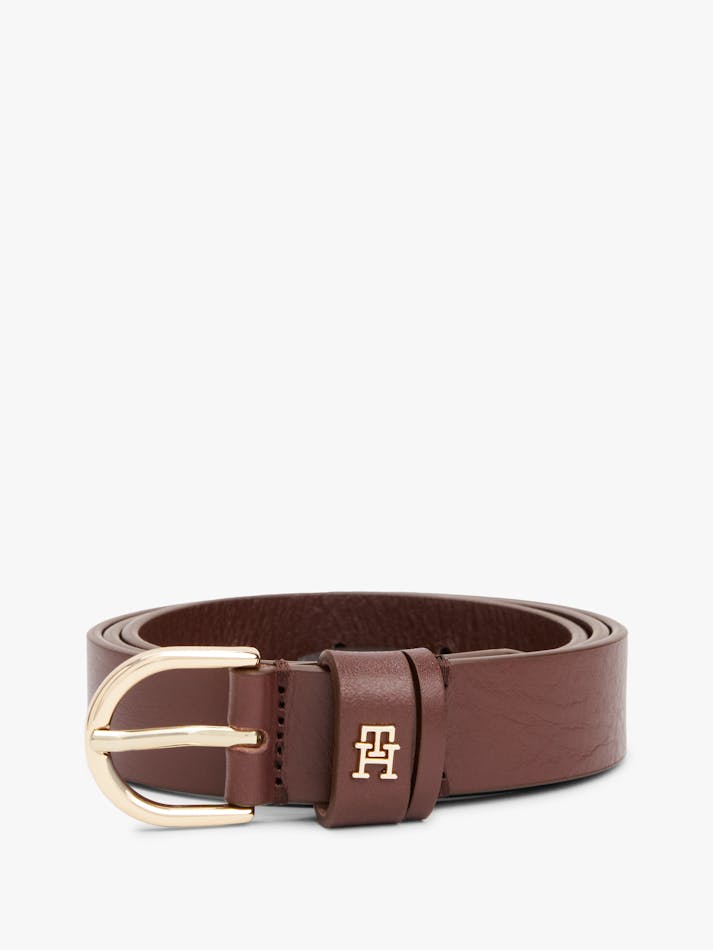 Tommy Hilfiger - Ceinture essentielle en cuir monogrammée TH - Marron 3