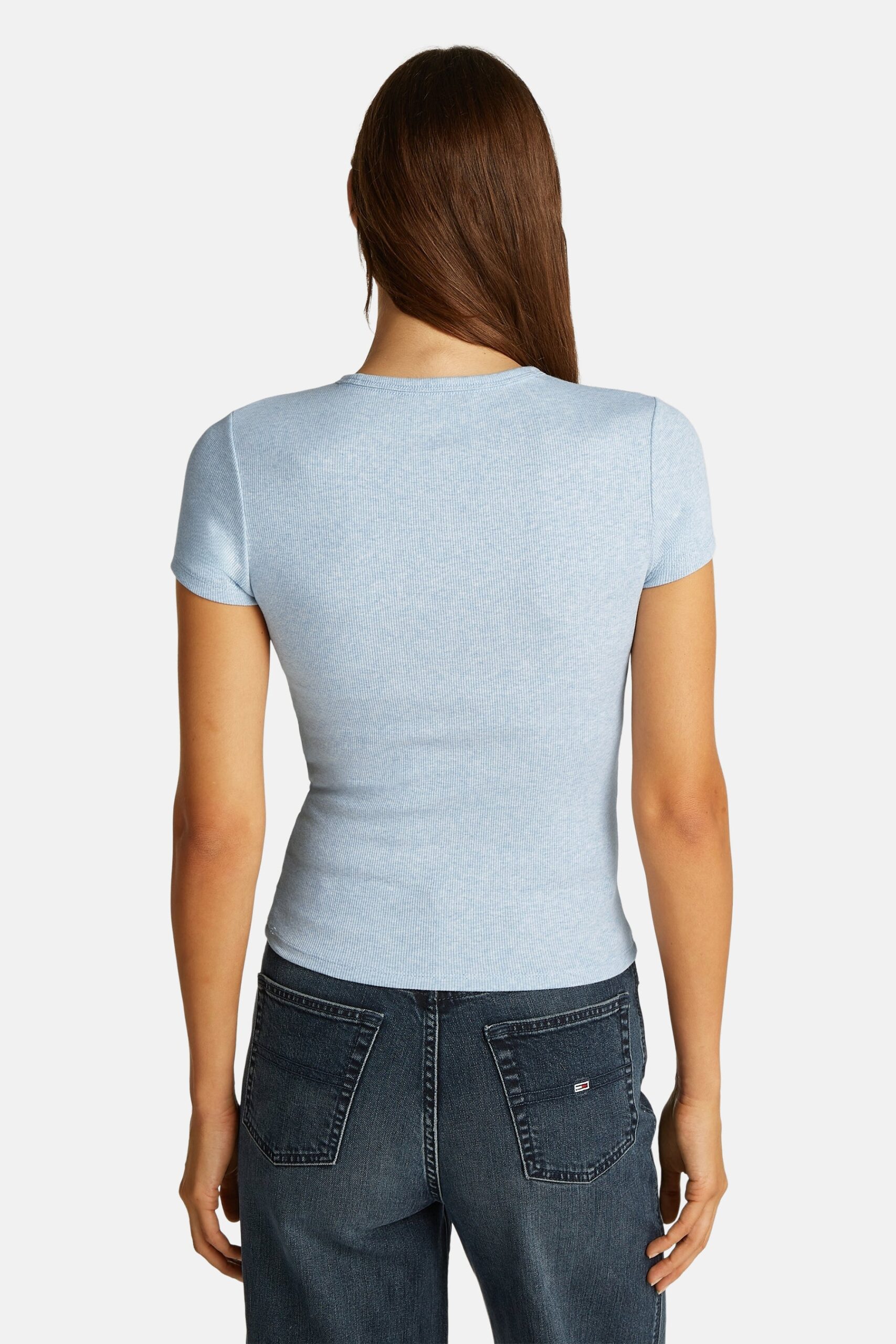 Tommy Hilfiger - T-shirt côtelé ajusté avec logo TOMMY HILFIGER  - Bleu 2
