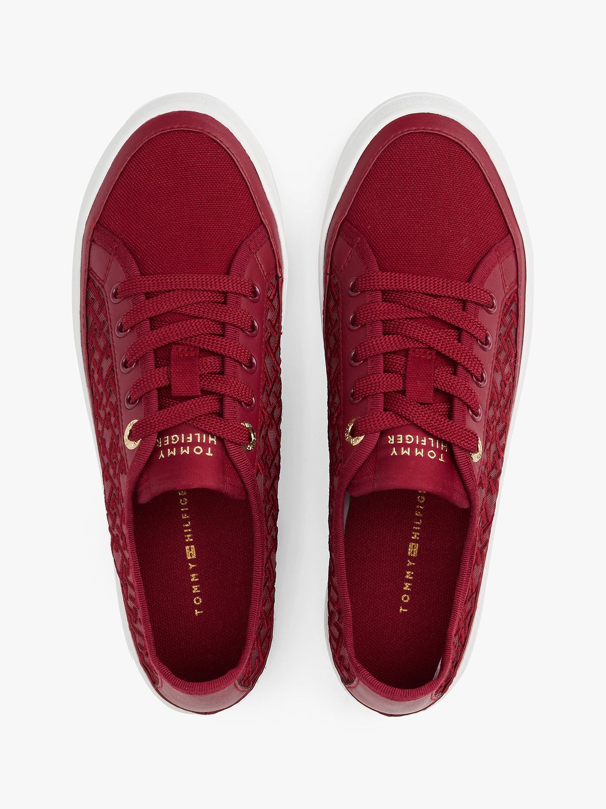 Tommy Hilfiger - Chaussure de tennis en mesh avec monogrammes brodés - Burgundy 2