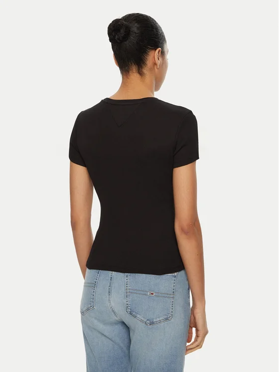 Tommy Hilfiger - T-shirt DW0DW19435 Coupe Slim - Noir 4