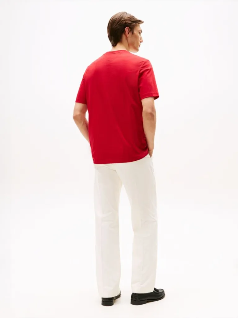 Tommy Hilfiger - T-shirt à col rond et empiècement logo - Rouge 3
