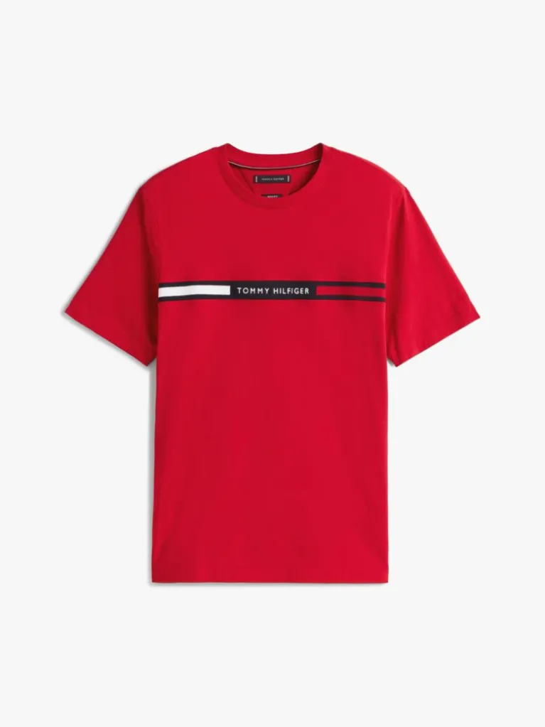 Tommy Hilfiger - T-shirt à col rond et empiècement logo - Rouge 4