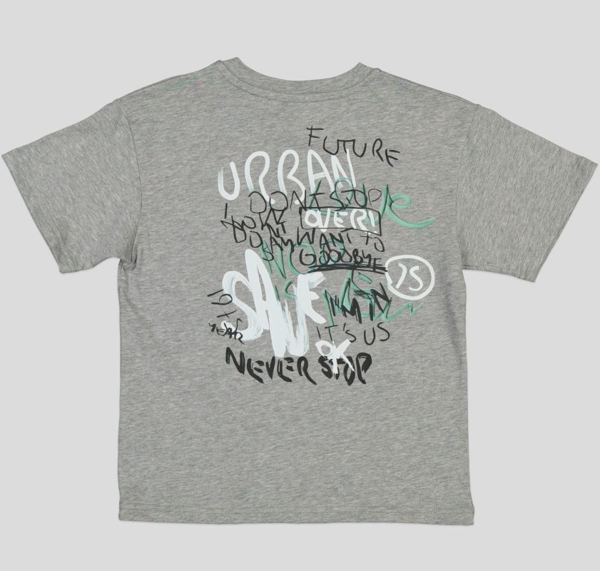White Pigeon - T-SHIRT GARCON MANCHE COURTE 100 % COTON - Gris Chiné 3