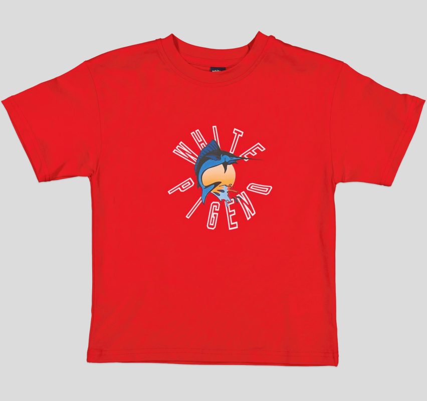 White Pigeon - T-SHIRT GARCON MANCHE COURTE 100 % COTON - Rouge 2