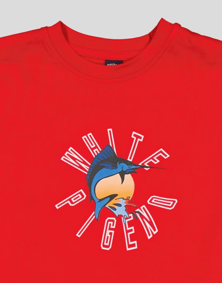 White Pigeon - T-SHIRT GARCON MANCHE COURTE 100 % COTON - Rouge 3