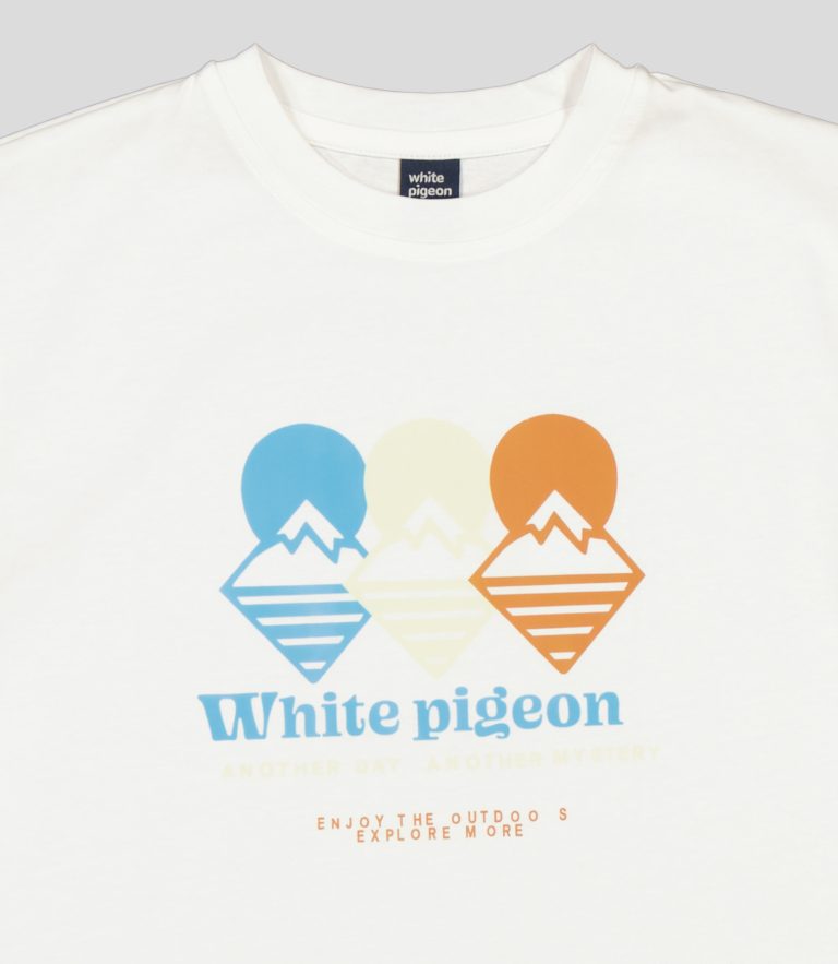 White Pigeon - T-SHIRT GARCON MANCHE COURTE 100 % COTON  Blanc 3