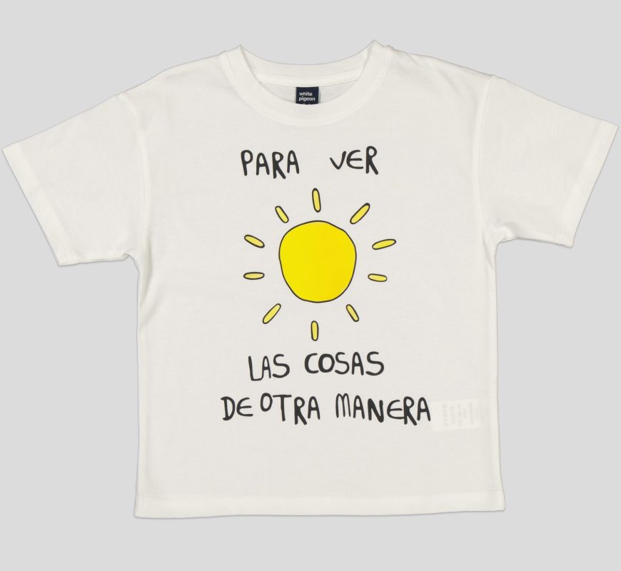 "White Pigeon - T-SHIRT GARCON MANCHE COURTE 100 % COTON ""Para Ver"" - Blanc" 2